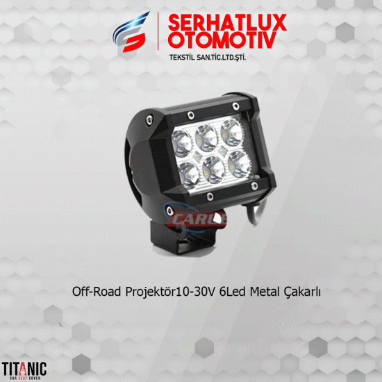 Off-Road Projektör10-30V 6Led Metal Çakarlı