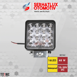  Lamba Çalışma 10-30V 48W 16 Led Kare Siyah